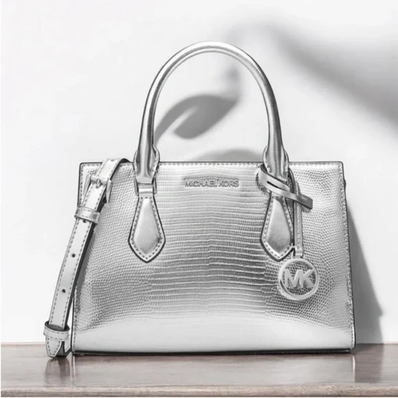 NWT MICHAEL KORS ‘Sheila’ SNAKE EMBOSSED HANDLE CROSSBODY BAG - Picture 4 of 11